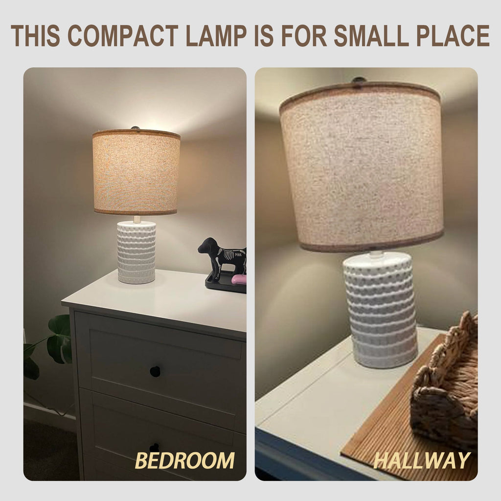 Oneach Ceramic Table Lamp Set of 2 for Living Room Bedroom 18.25" Modern White Bedside Nightstands Lamps