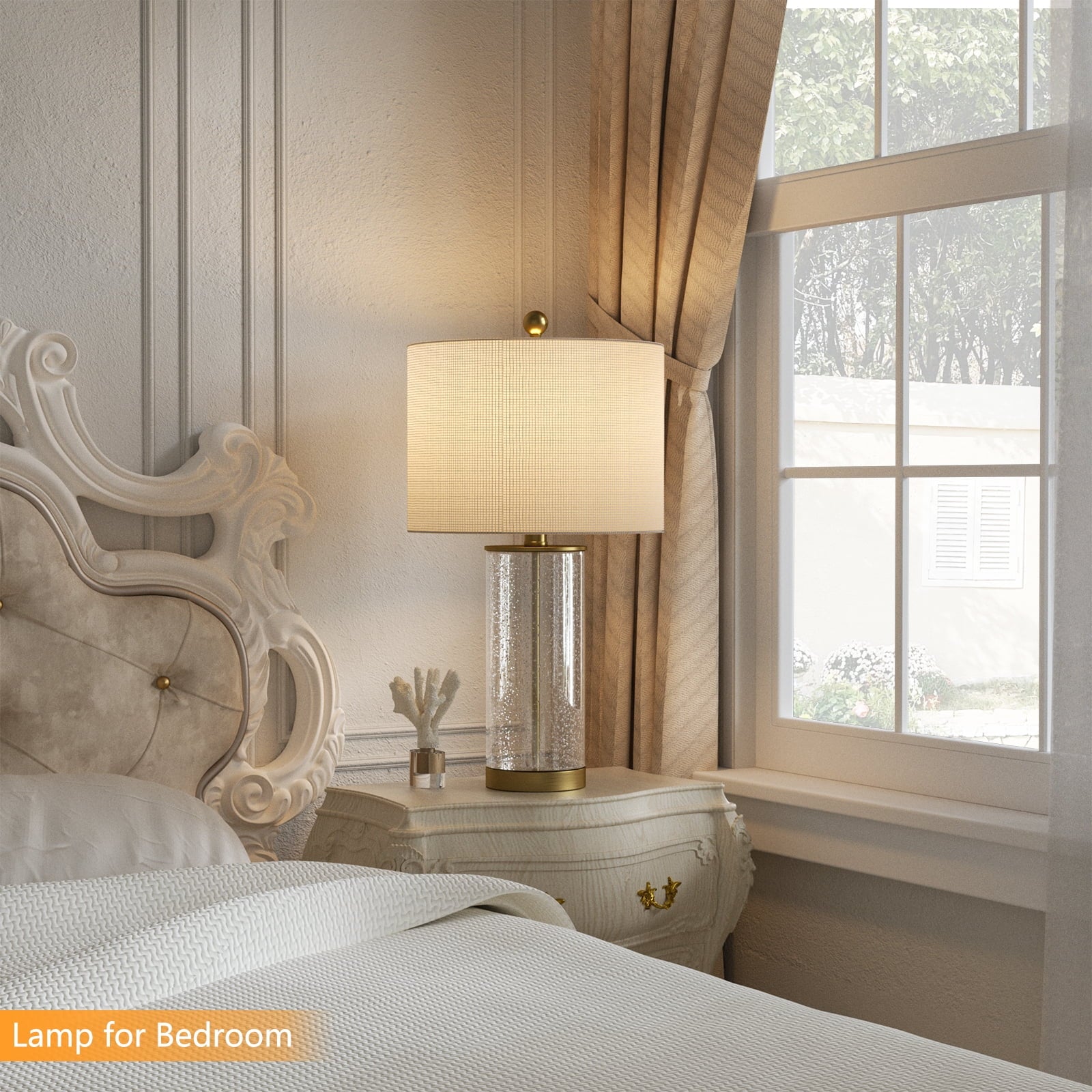 Maxax Bubble Glass Table Lamps for Living Room Set of 2,  23"  Modern Gold Bedside Nightstand Lamps for Bedroom