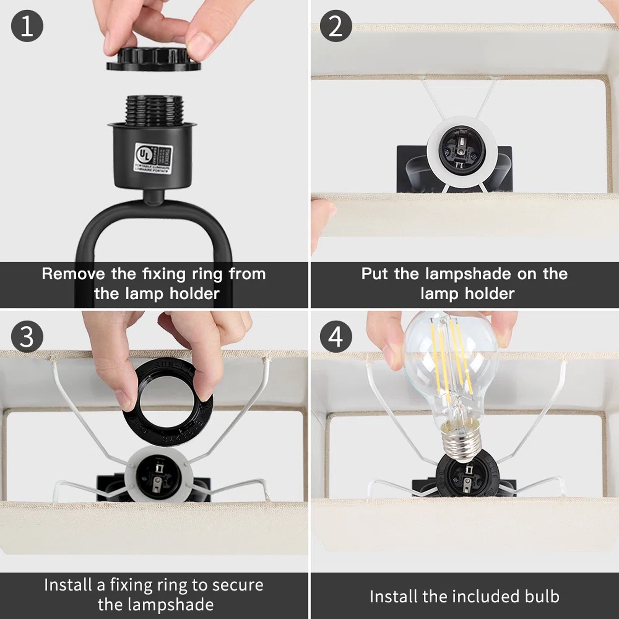 Cinkeda 3 Way Dimmable Touch Table Lamps Set of 2 with USB Ports AC Outlet 18" Modern Black Metal Bedside Nightstand Lamp for Living Room Bedroom Office