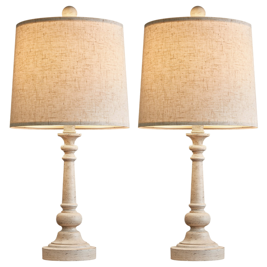 Oneach 20.25" Retro Farmhouse Table Lamp Sets of 2 for Living Room Bedroom Rustic Bedside Nightstand Lamp Resin