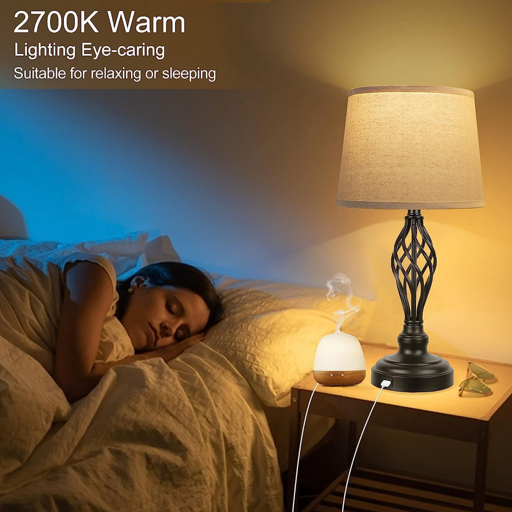 Partphoner 23.5'' Tall Farmhouse Living Room Bedside Table Lamps Set of 2 with 3-Color Temperature