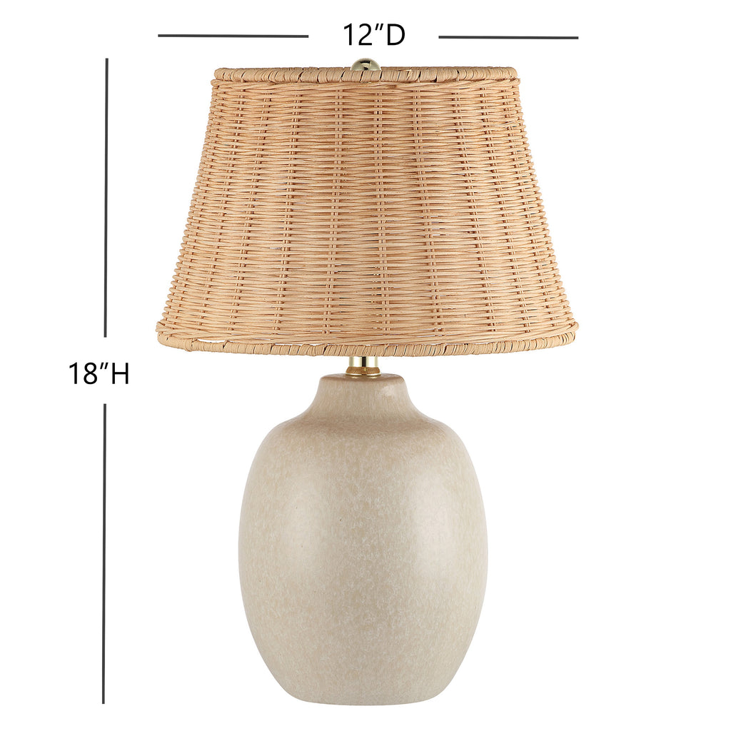 Better Homes & Gardens 18" Cream Reactive Ceramic Table Lamp with Natural Rattan Shade