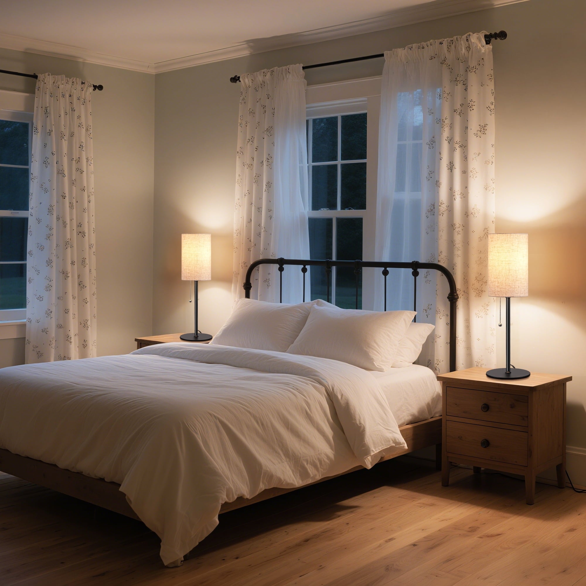 EDISHINE Table Lamps set of 2 for Living Room Bedroom Modern Style Pull Chain Switch