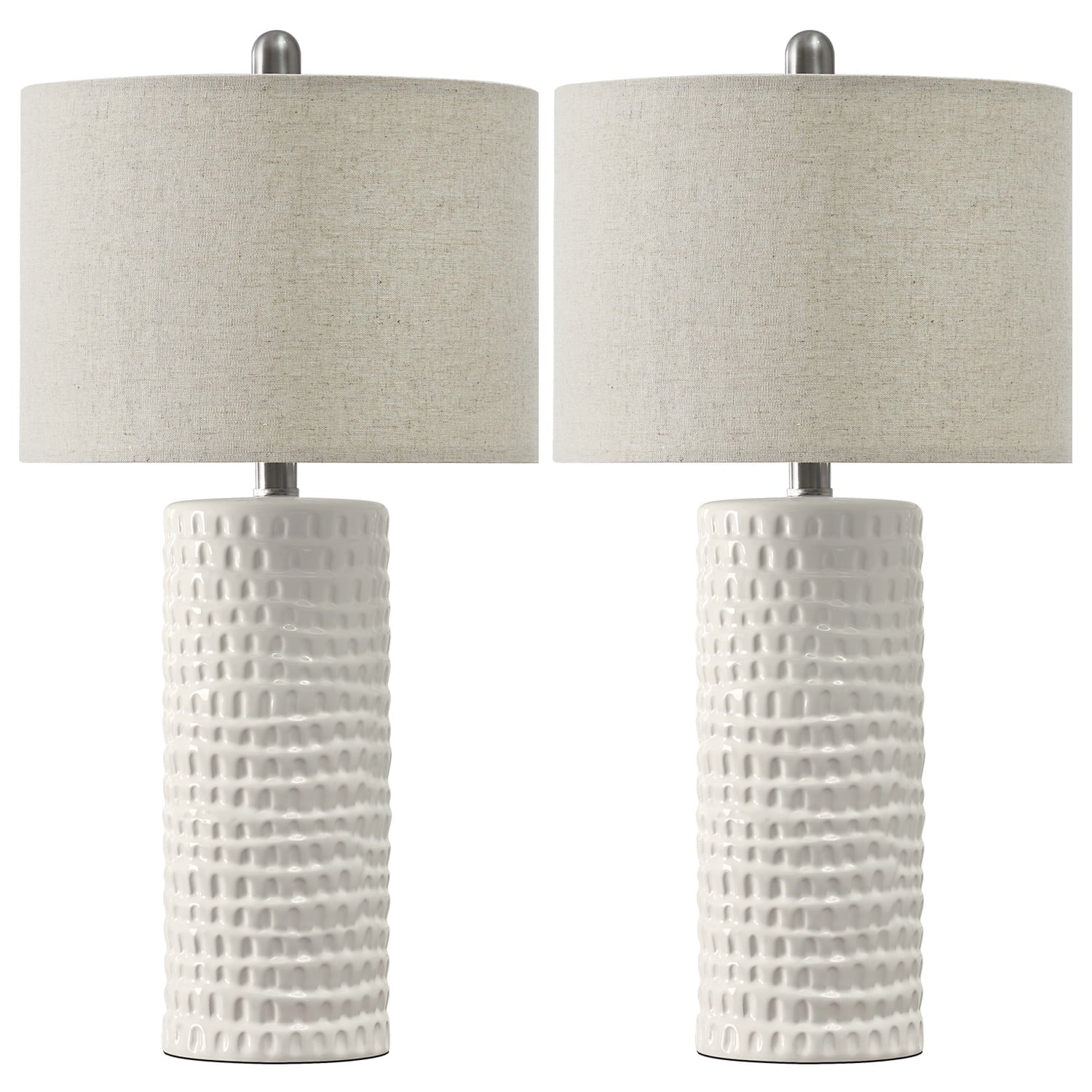 Oneach Ceramic Table Lamps Set of 2 for Living Room Bedroom Study 24.5" Modern White Bedside Nightstand Lamp