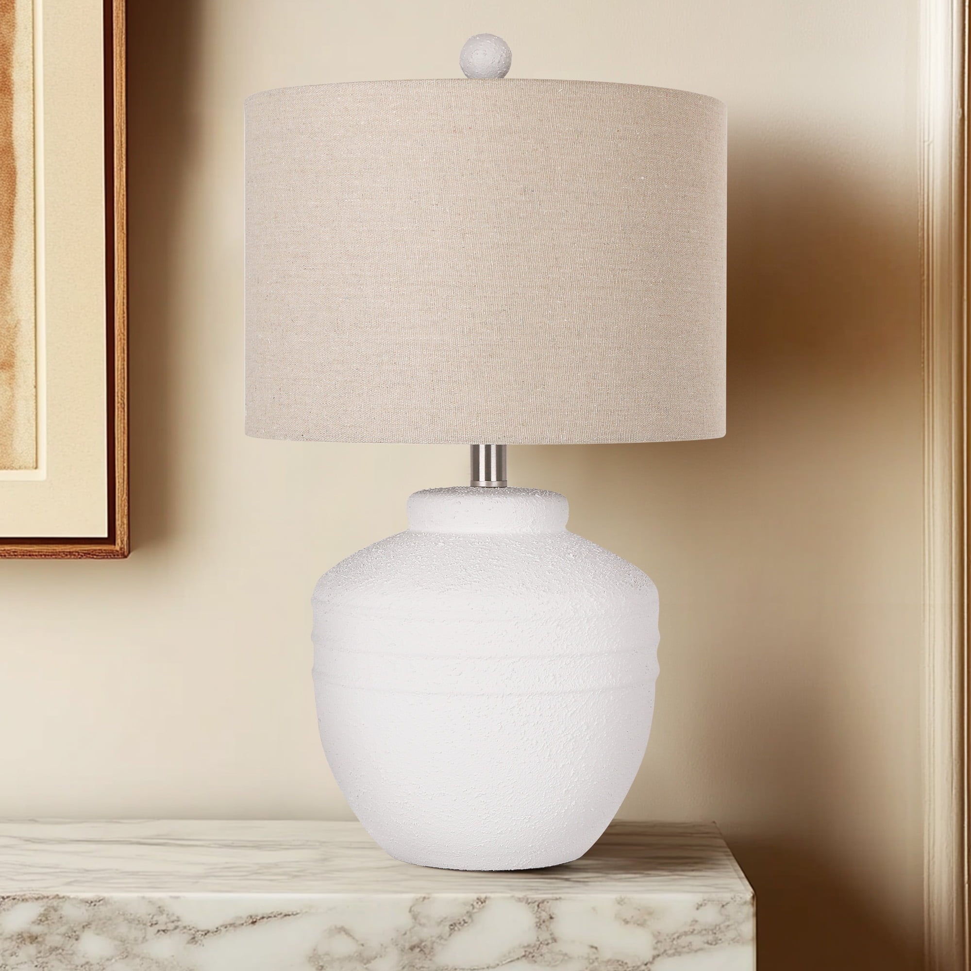 Farmhouse Jar Table Lamp 1 Pack, Rotary Switch Rustic Bedside Lamp, Pot Nightstand Lamp for Bedroom Living Room (LED Bulb Included)